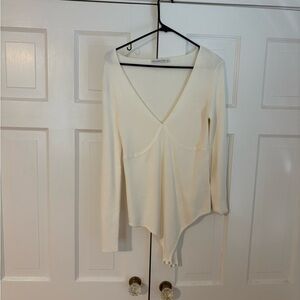 Abercrombie & Fitch Cream V-Neck Bodysuit